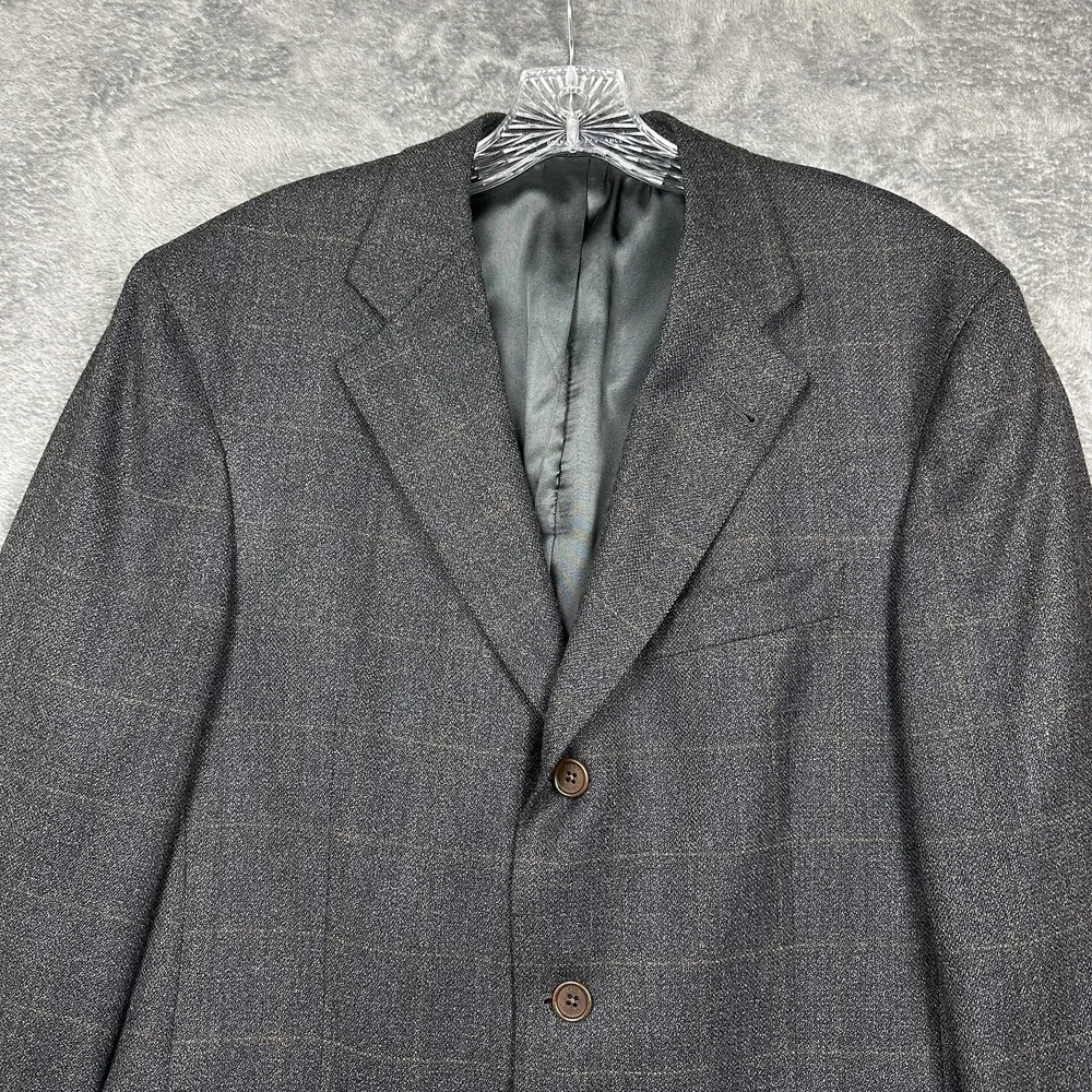 Daniel Cremieux Coll Blazer Sport Coat Jacket Men's Size 39R Woolmark Gray Plaid